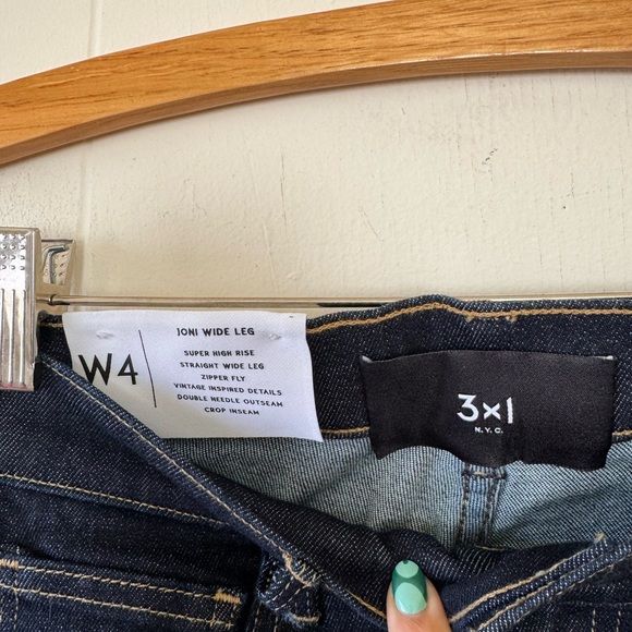 3X1 NYC Joni Straight Wide Leg Dark Wash High Rise Jeans 4W 24 Three By One - Picture 3 of 8